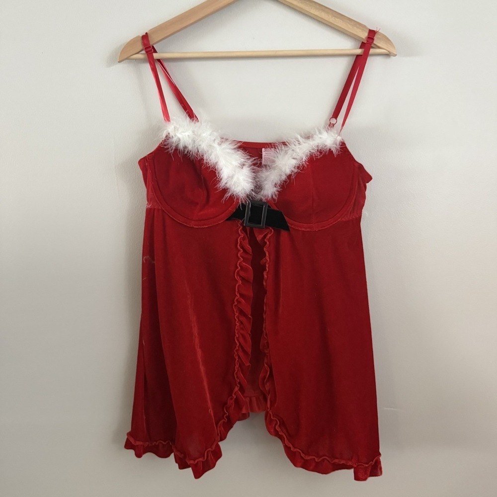 Native‎ Intimates Velvet Mrs Claus Christmas Babydoll Nightie 36B/Medium